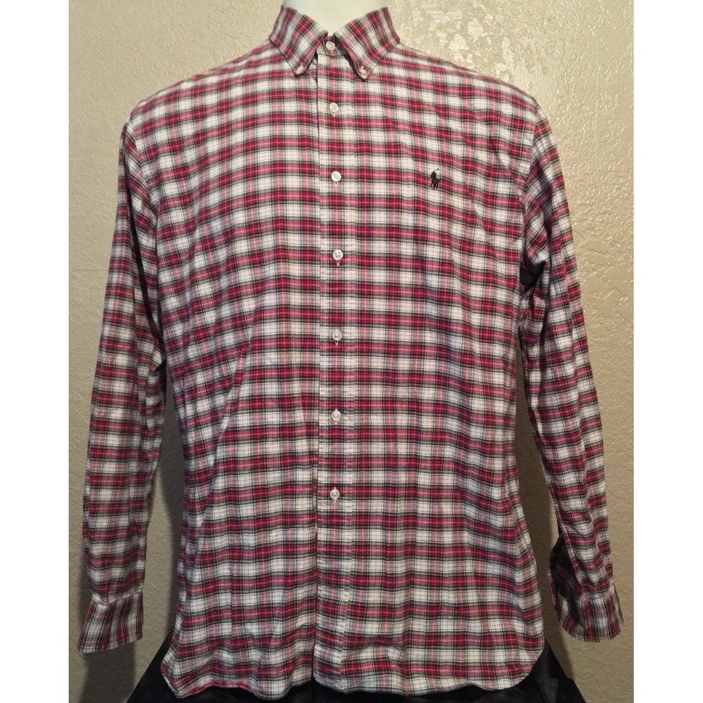 Polo Ralph Lauren Men's Size XL Classic Fit Red Black Plaid Long Sleeve Shirt